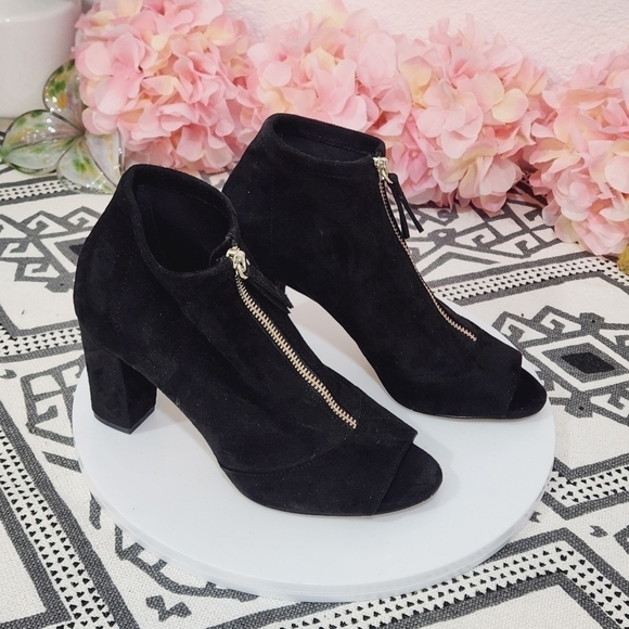 INC International Concepts Kirsi Faux Suede Block Zip Up Peep Toe Booties Sz:6.5 - Picture 6 of 11
